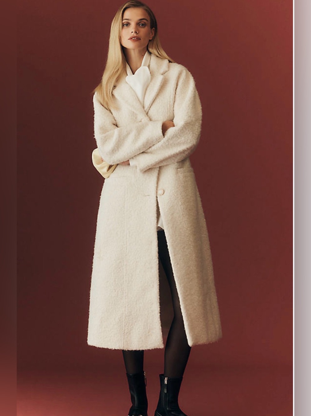 Nwt Maeve Long boucle Teddy Coat in Cream